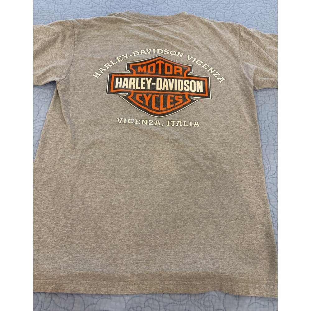 Harley Davidson Mens Medium Vicenza Italy T Shirt Gray Motor Cycles Logo